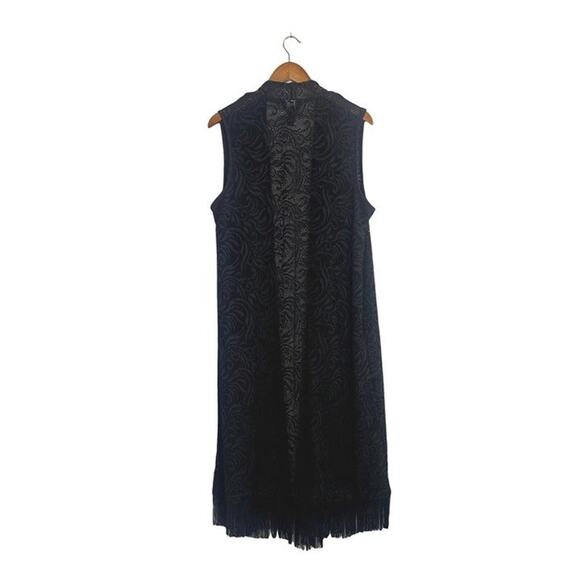 NWOT La Vanya Boho Swim Coverup Lace Sleeveless Open Front Maxi Dress Black 1X - Picture 15 of 16